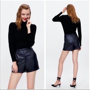 Zara Black Faux leather shorts - size small